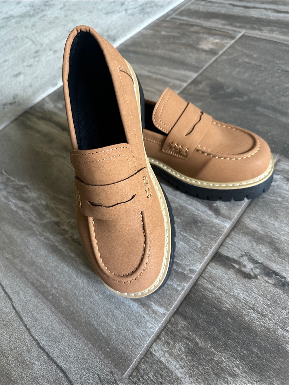 Women’s Tan Penny Loafers — Casual Slip-On Comfort